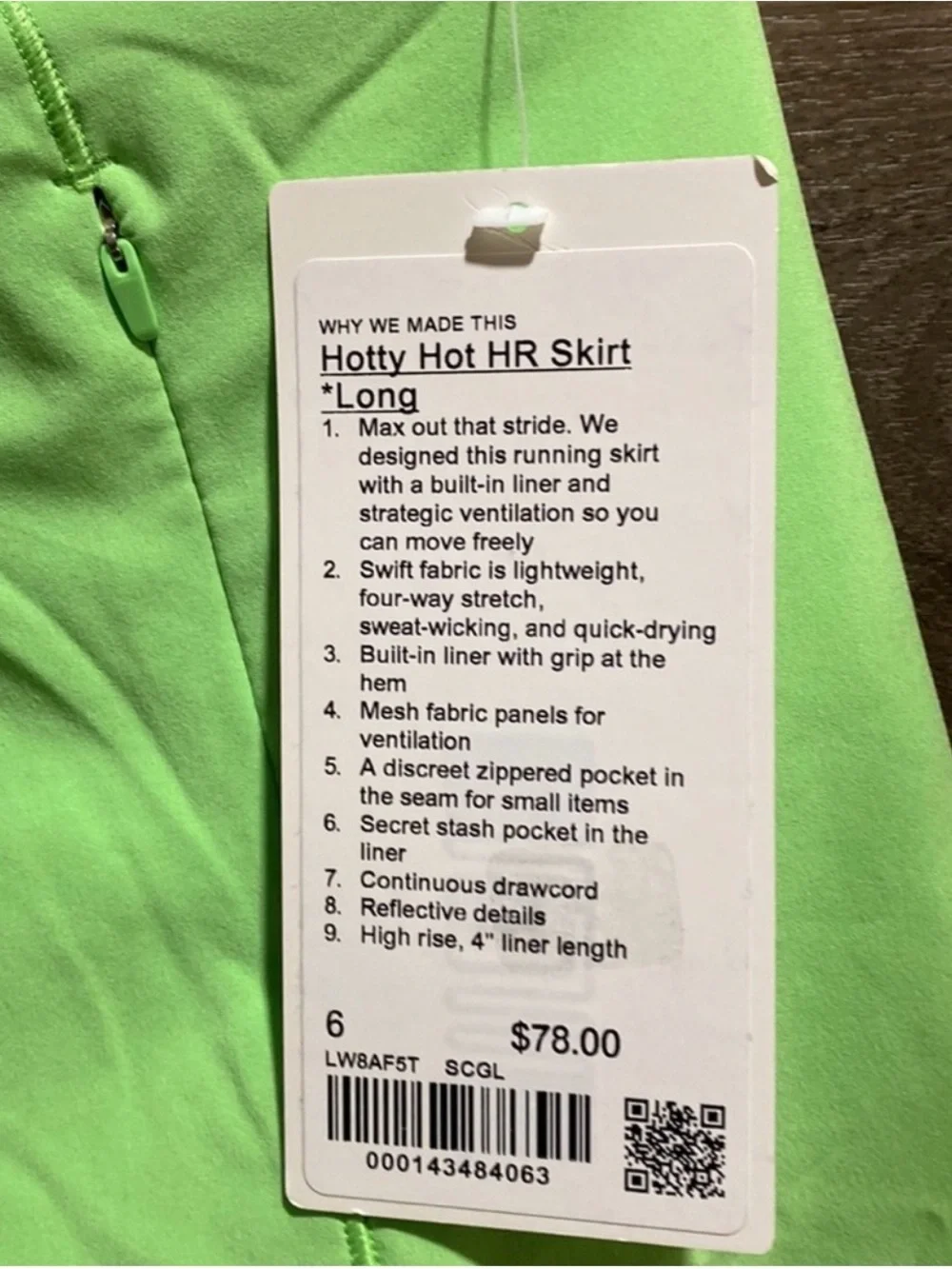 lululemon athletica Hotty Hot HR Skirt in Neon Lime